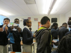 AOBF Hardy Students showing book in line